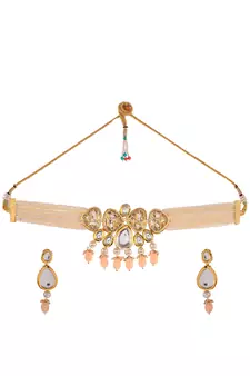 Gold Plated Heavy Kundan Choker Necklace Set