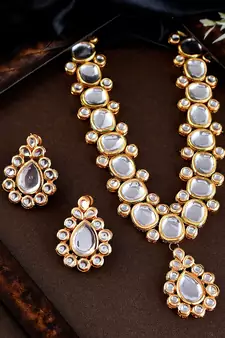 Gold Plated Heavy Kundan Necklace Set