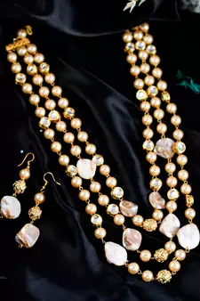 Gold Plated Multi Layered Long Necklace Set
