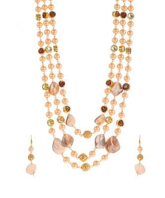 Gold Plated Multi Layered Long Necklace Set 3