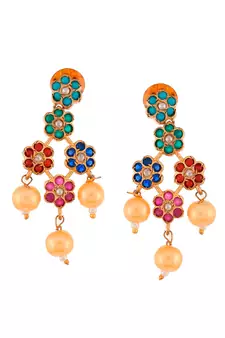 Gold Plated American Diamond Floral Heavy Necklace Set