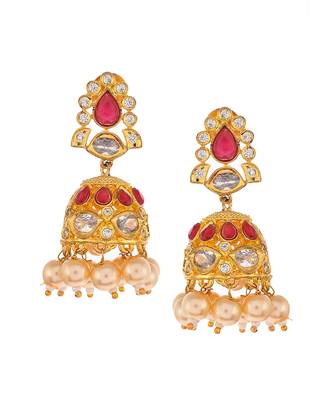 Gold Plated Red Stone Kundan Choker Set 3