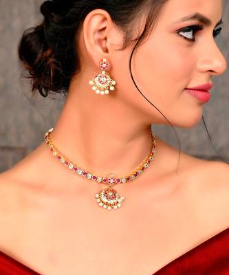 Gold Plated Pendant Necklace Set 1