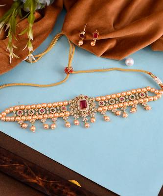 Gold Plated American Diamond Choker Set 2