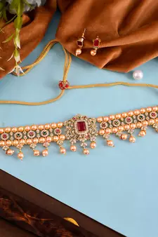 Gold Plated American Diamond Choker Set
