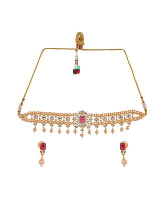 Gold Plated American Diamond Choker Set 3