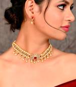 Gold Plated American Diamond Choker Set