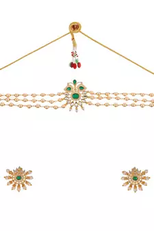 Gold Plated Pearl Kundan Choker Set