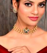 Gold Plated Pearl Kundan Choker Set