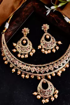 Gold Plated American Diamond Studded Necklace Set