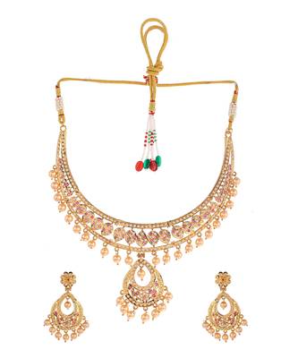 Gold Plated American Diamond Studded Necklace Set 3