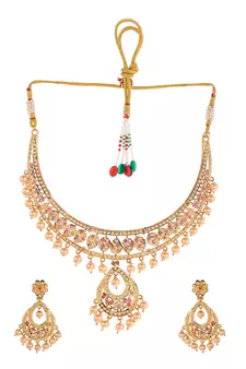 Gold Plated American Diamond Studded Necklace Set