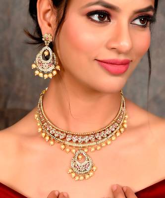 Gold Plated American Diamond Studded Necklace Set 1