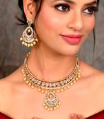 Gold Plated American Diamond Studded Necklace Set