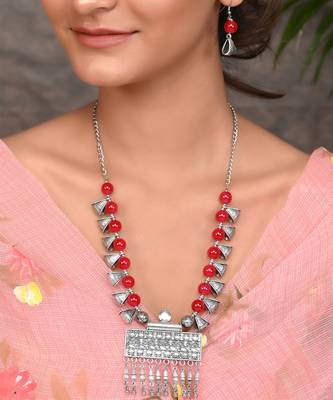 Silver Plated Oxidised Handcrafted Necklace Set 1