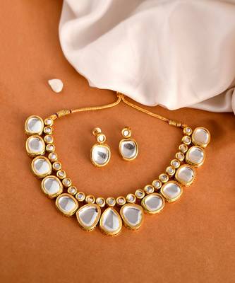 Gold Plated Kundan Jadau Ethnic Necklace Set 4