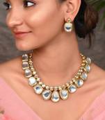 Gold Plated Kundan Jadau Ethnic Necklace Set