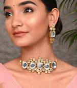 Gold Plated Kundan Jadau Ethnic Necklace Set