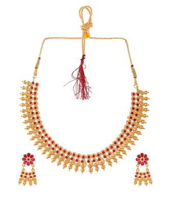 Gold Plated Handcrafted Floral Necklace Set 2