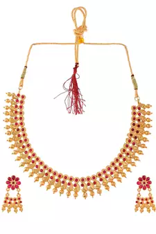 Gold Plated Handcrafted Floral Necklace Set