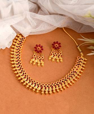 Gold Plated Handcrafted Floral Necklace Set 4