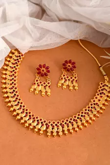 Gold Plated Handcrafted Floral Necklace Set
