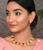 Gold Plated Laxmi Temple Necklace Set
