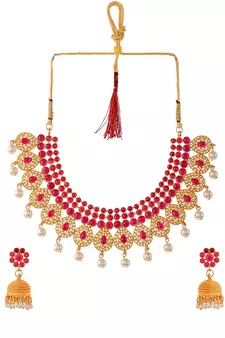 Gold Plated Ethnic Pearl Necklace Set
