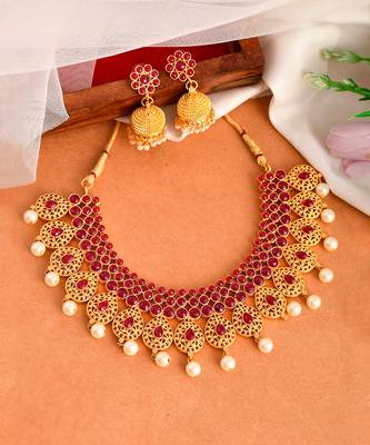 Gold Plated Ethnic Pearl Necklace Set 4