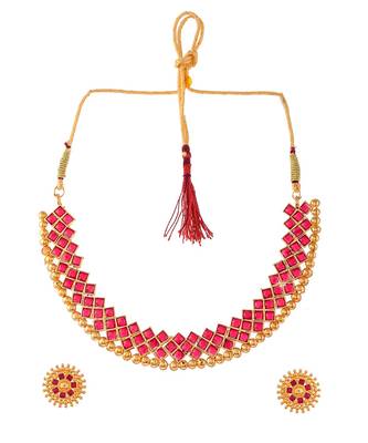 Gold Plated Handcrafted Floral Necklace Set 2
