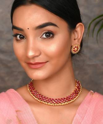 Gold Plated Handcrafted Floral Necklace Set 1