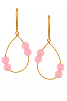 Gold Plated Pink Quartz Western Necklace Set