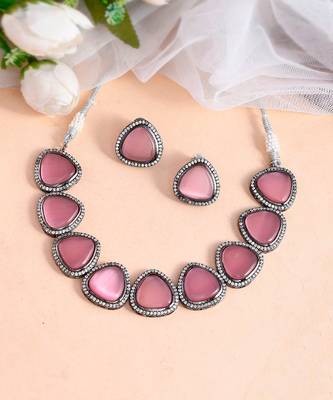 Silver Plated American Diamond Choker Set 4