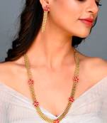 Gold Plated Floral Handcrafted Long Necklace Set