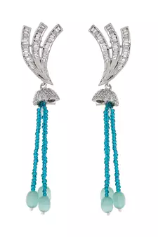 Silver Plated American Diamond Layered Heavy Necklace Set