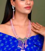 Silver Plated American Diamond Layered Heavy Necklace Set