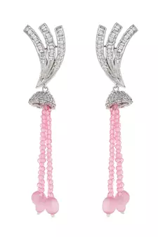 Silver Plated American Diamond Layered Heavy Necklace Set