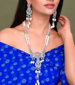 Silver American Diamond Ethnic Necklace Set