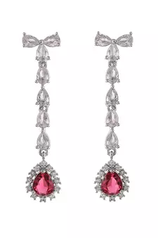 Silver Plated American Diamond Long Necklace Set
