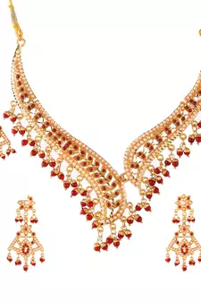 Gold Plated Ethnic Traditional Necklace Set With Maang Tikka