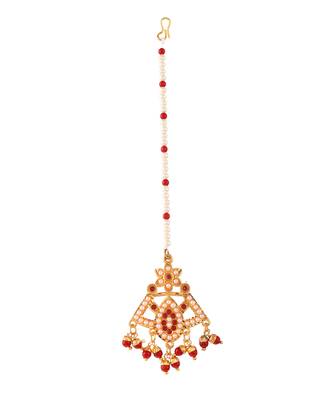 Gold Plated Ethnic Traditional Necklace Set With Maang Tikka 4