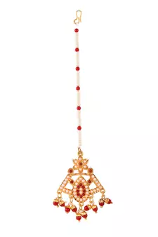 Gold Plated Ethnic Traditional Necklace Set With Maang Tikka