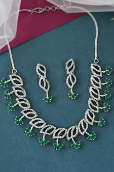 Silver Plated American Diamond Classy Necklace Set