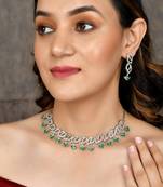 Silver Plated American Diamond Classy Necklace Set