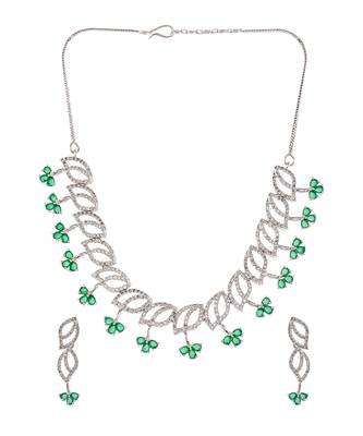 Silver Plated American Diamond Classy Necklace Set 3