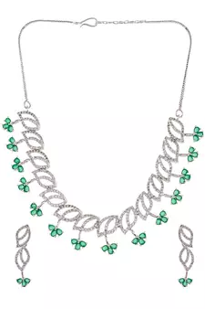 Silver Plated American Diamond Classy Necklace Set