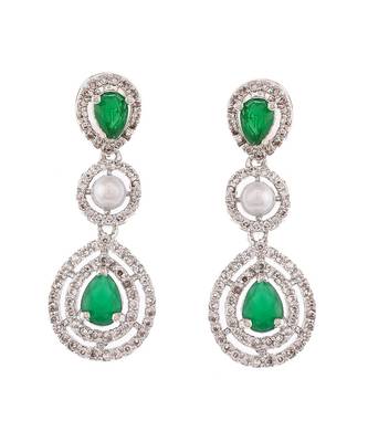 American Diamond Green Heavy Ethnic Necklace Set 4