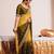 Yellow printed georgette saree with blouse