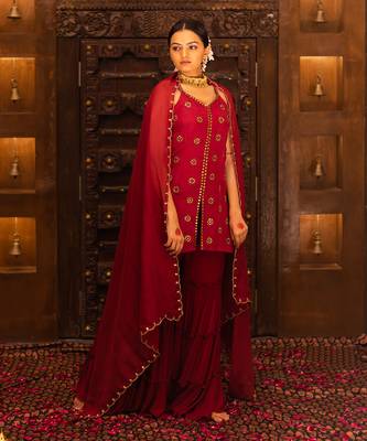 Maroon Georgette Sharara Set 1
