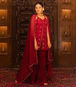 Maroon Georgette Sharara Set